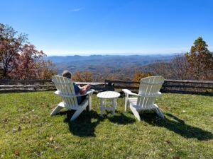 man in chair blue ridge parkway, boone nc, Boone, NC mountains, property in Boone, NC Mountain Properties, Boone land for sale